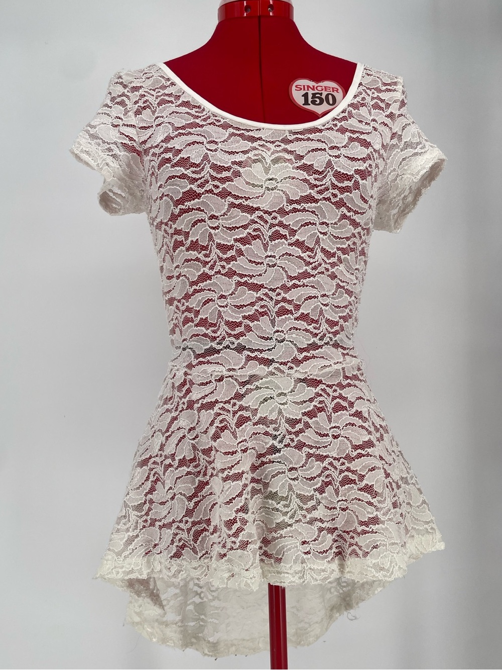 White Sheer Stretch Lace Cutout Bacl High Low Tunic Top By You Are Not Alone